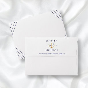 Elegant Nautical Gold Anchor Wedding Envelope