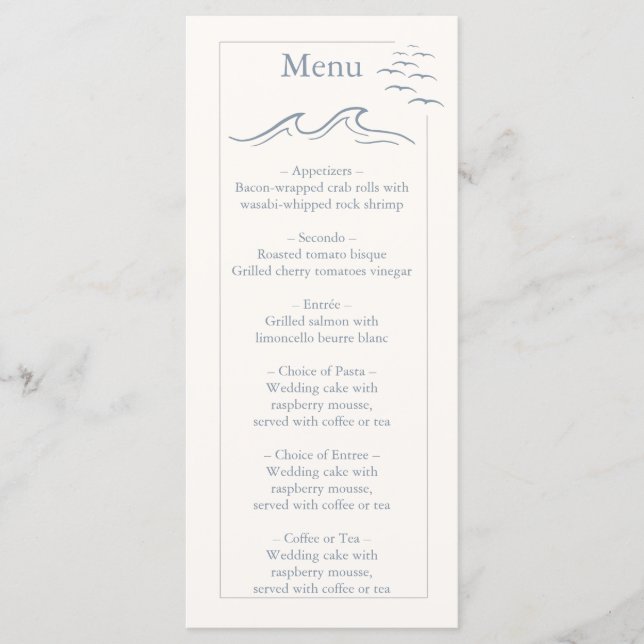 Elegant Nautical Hand Drawn Wedding Menu (Front)