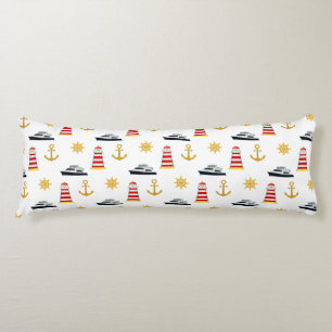 Elegant Nautical Icons on White Body Cushion