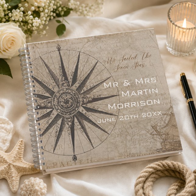 Elegant Nautical Ivory Wedding Guest Book (Creator Uploaded)