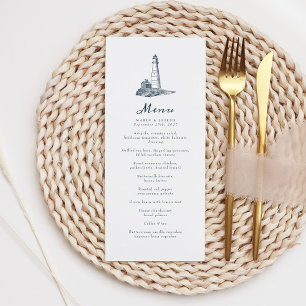 Elegant Nautical Lighthouse Ocean Sea Wedding Menu