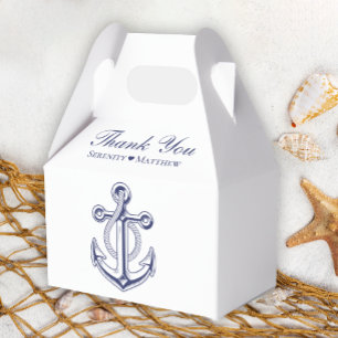 Elegant Nautical Navy Blue Anchor Bridal Shower Favour Box