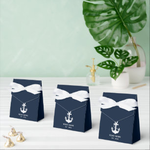 Elegant Nautical Navy Blue Anchor Favour Box