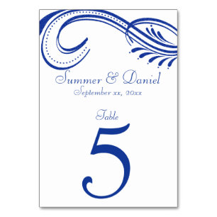 Elegant, Nautical Navy Blue on White Table Numbers