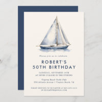 Elegant Nautical Sailboat Adult Party Invitation