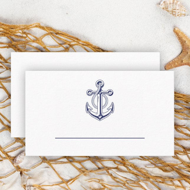 Elegant Nautical Sailor Navy Blue Anchor Wedding  Place Card (Creator Uploaded)