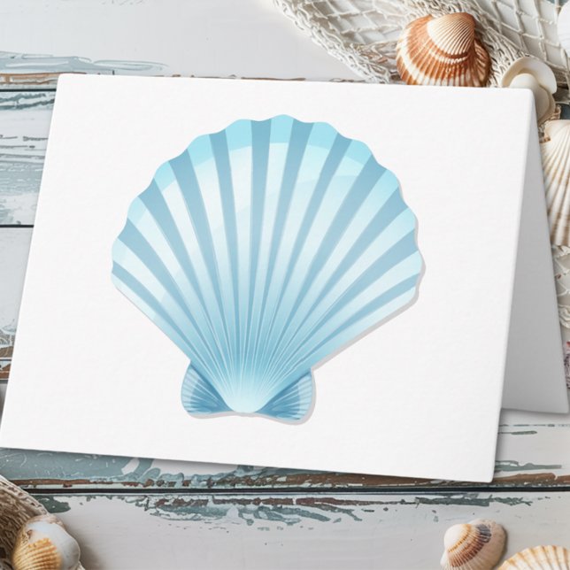 Elegant Nautical Shell Blue Beach Wedding Thank Card (Creator Uploaded)