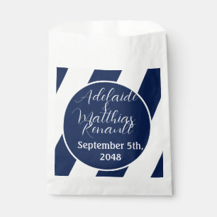 Elegant Nautical Striped Wedding -Navy Blue, White Favour Bags