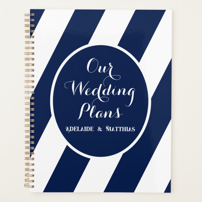 Elegant Nautical Striped Wedding Planner (Front)