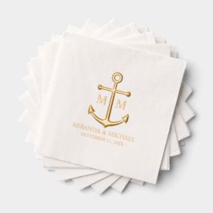 Elegant Nautical Wedding Gold Foil Napkins