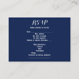 Elegant Nautical Wedding-Navy Blue, RSVP Enclosure Card