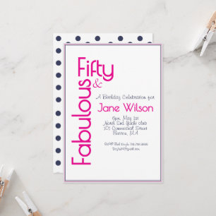 Elegant Navy 50th Birthday Invitation