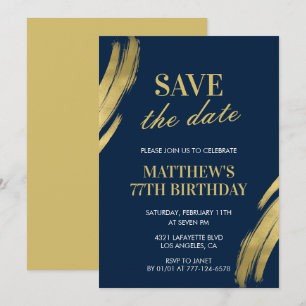Elegant Navy 77th birthday Save the date  Invitation