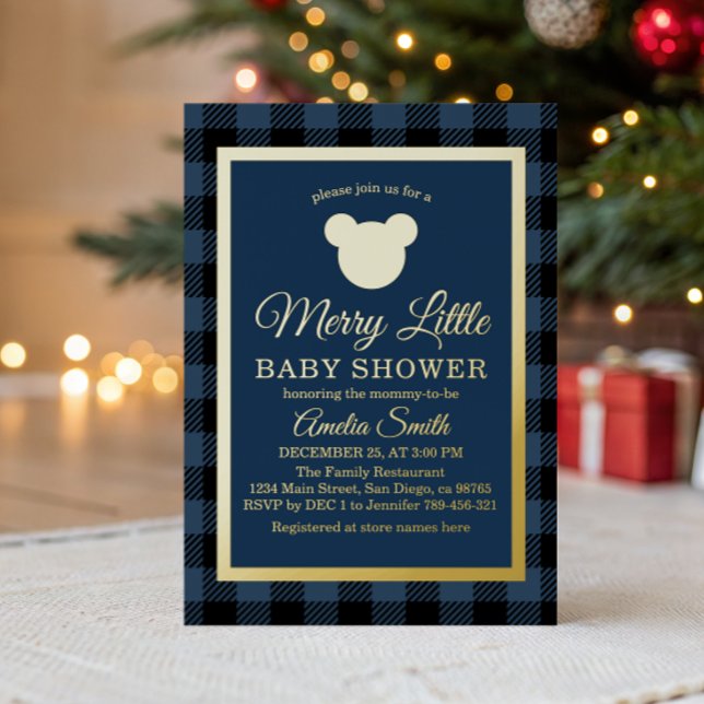 Elegant Navy and Gold Baby Shower Winter (Creator Uploaded)