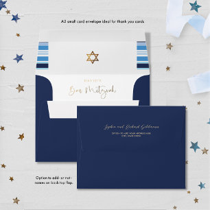 Elegant Navy and Gold Bar Mitzvah Tallit A2 Envelope