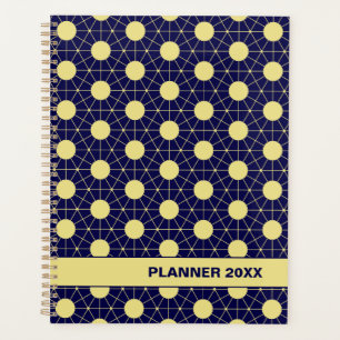 Elegant Navy and Gold Geometric Tile Pattern Planner