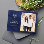 Elegant Navy and Gold Hanukkah<br><div class="desc">Elegant Hanukkah holiday photo cards with gold foil menorah and classic typography details.</div>