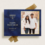 Elegant Navy and Gold Hanukkah<br><div class="desc">Elegant Hanukkah holiday photo cards with gold foil menorah and classic typography details.</div>