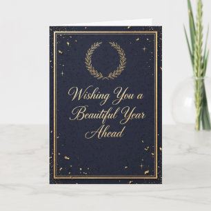 Elegant Navy and Gold Happy Birthday Card