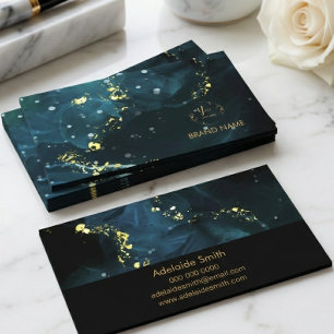 Elegant Navy and Gold Marble Style Design Business Card