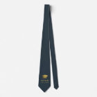 Elegant navy and gold personalised graduation tie
