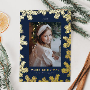 Elegant Navy and Gold Pine Frame Photo