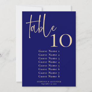 Elegant Navy and Gold Table Number & Seating Chart