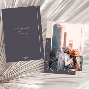 Elegant Navy and Rose Gold Photo Wedding Save The Date