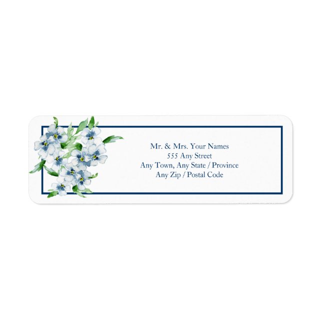 Elegant Navy and White Wedding Return Address (Front)