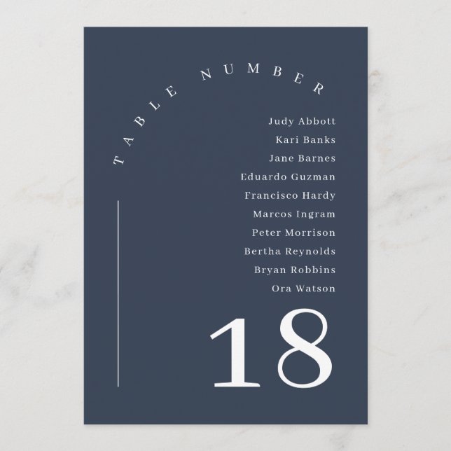 Elegant Navy Arch Wedding Seating Chart Table  Invitation (Front)