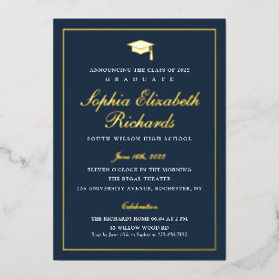 Elegant navy Blue 3 Photo Graduation 