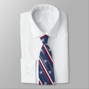 Elegant Navy Blue 4th of July Star Spangled Tie