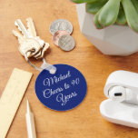 Elegant Navy Blue 90th Birthday Keychain<br><div class="desc">Elegant Navy Blue Wreath 90th Birthday Keychain Personalize this elegant Navy Blue keychain with the name of the person celebrating a very special day in their life. A 90th birthday is a special milestone to celebrate. You can personalize this keychain with their name, a nice small gift for a special...</div>