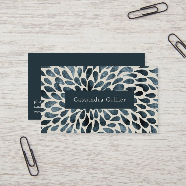 Elegant Navy Blue Abstract Modern Business Card (Front/Back In Situ)