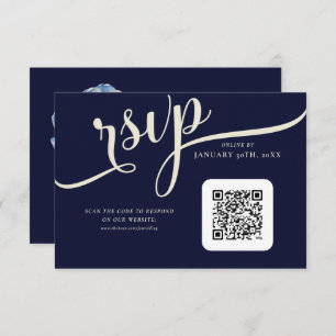 Elegant Navy Blue and Cream Tulip Wedding RSVP Card