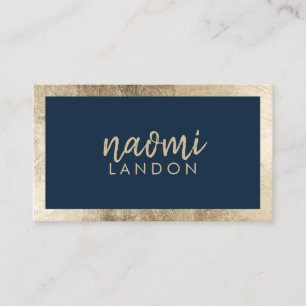 Elegant navy blue and gold chic modern minimalist business card