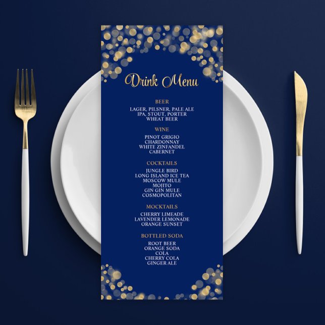 Elegant Navy Blue and Gold Drink Menu (Creator Uploaded)
