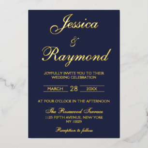 Elegant Navy Blue and Gold Foil Wedding
