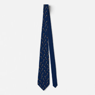 Elegant Navy Blue and Gold Matchstick Pattern Tie