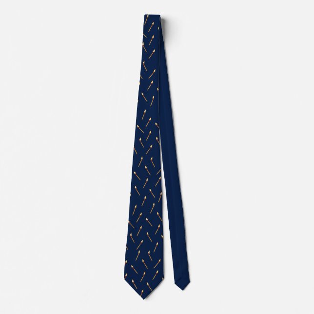 Elegant Navy Blue and Gold Matchstick Pattern Tie (Front)