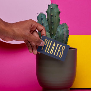 elegant navy blue and gold pilates  business card