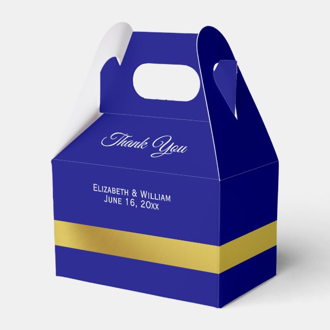 Elegant Navy Blue and Gold Thank You Favour Box (Front Side)