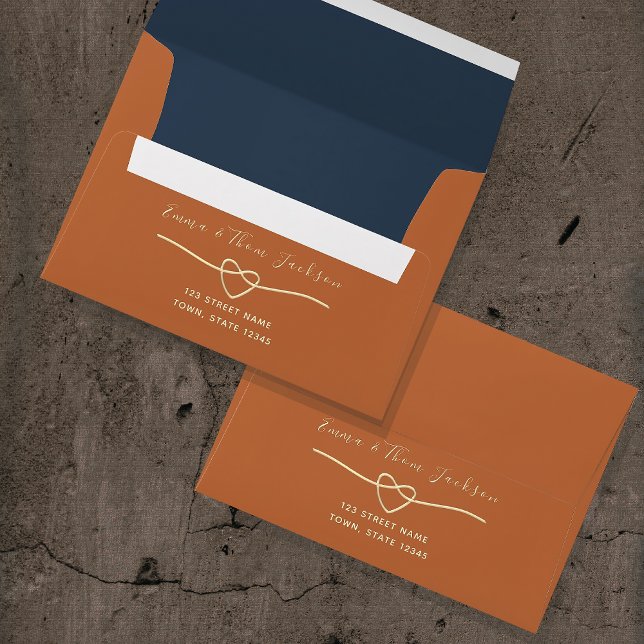Elegant Navy Blue and Terracotta Wedding Envelope (Creator Uploaded)