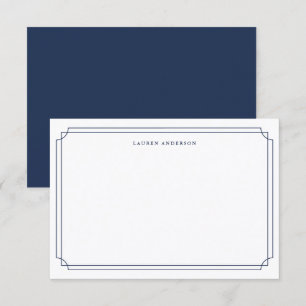 Elegant Navy Blue and white border Formal Thank You Card