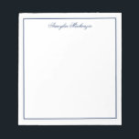 Elegant Navy Blue and White Personalised Notepad<br><div class="desc">Elegant Navy Blue and White Personalised Notepads. Navy blue is a timeless colour of both elegance and simplicity. If you need assistance or matching items,  please contact us at cedarandstring@gmail.com</div>