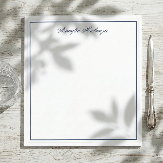 Elegant Navy Blue and White Personalised Notepad (Creator Uploaded)