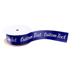 Elegant Navy Blue and White Script Text Template Satin Ribbon