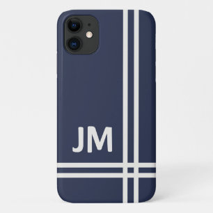Elegant navy blue and white stripes design  Case-Mate iPhone case
