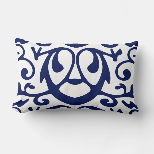 Elegant Navy Blue and White  Throw Pillow (Front)