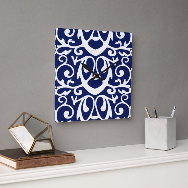 Elegant Navy Blue and White Wall Clock (Office)